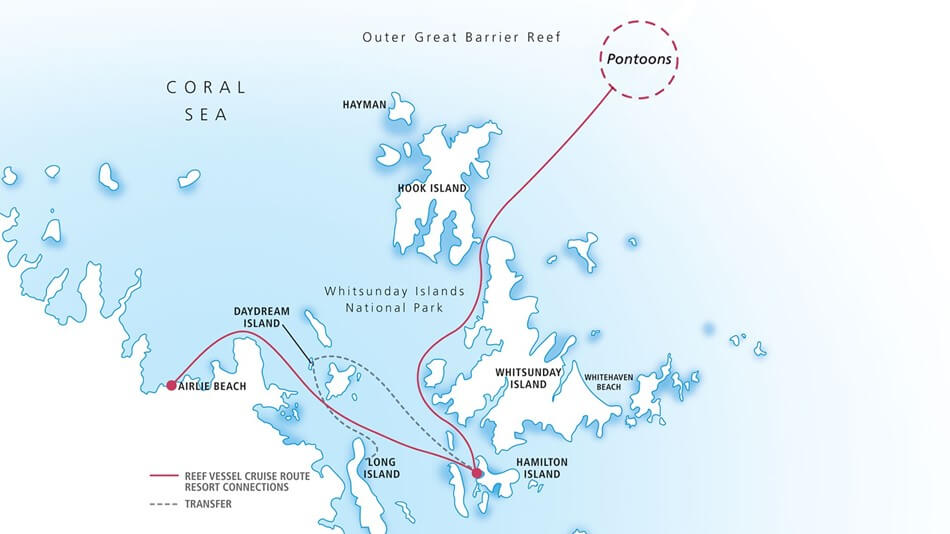 Map showing Heart pontoon, great barrier reef location