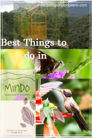 An image of a pin with a collage of all the things to do in Mindo.