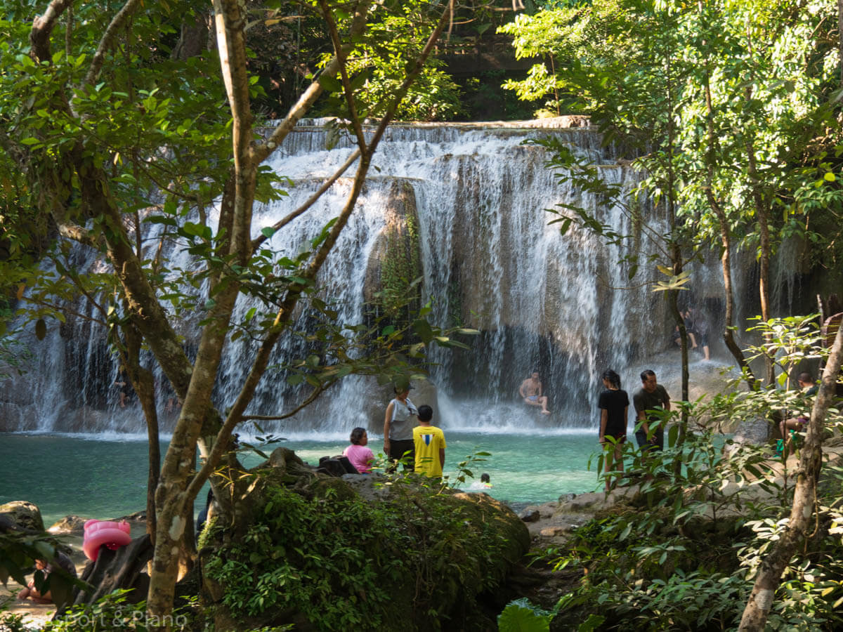 An image of the first waterfall at Erawan National Park