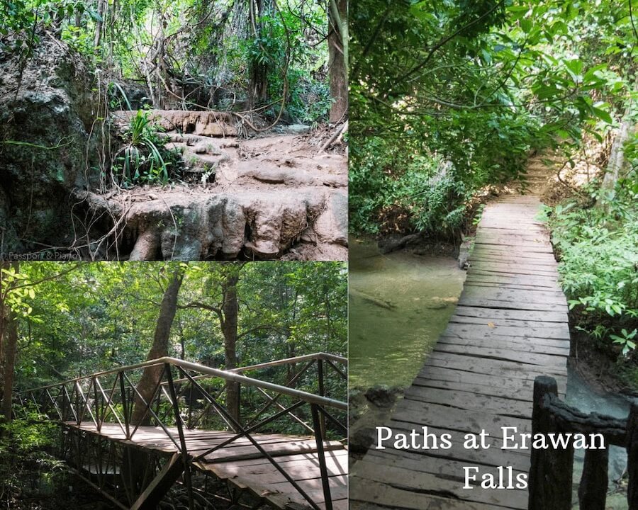 An image showing several of the paths at Erawan falls