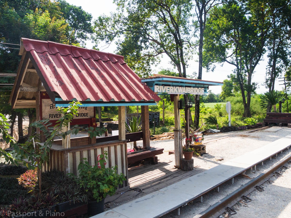 An image of small station hut at Kanchanaburi station