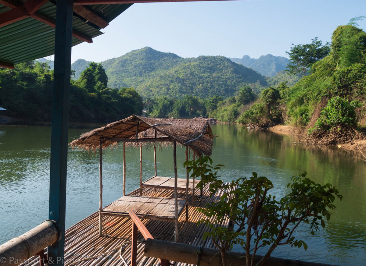 Image of the simple bamboo raft at kanchanaburi rafting
