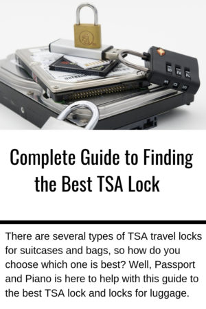 An image of some a TSA Lock and some travel padlocks on top of a laptop and hard drive and a post snippet headed complete guide to finding the Best TSA Lock