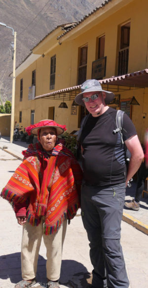 An image of Dave with a Peruvian man dressed in traditional clothes