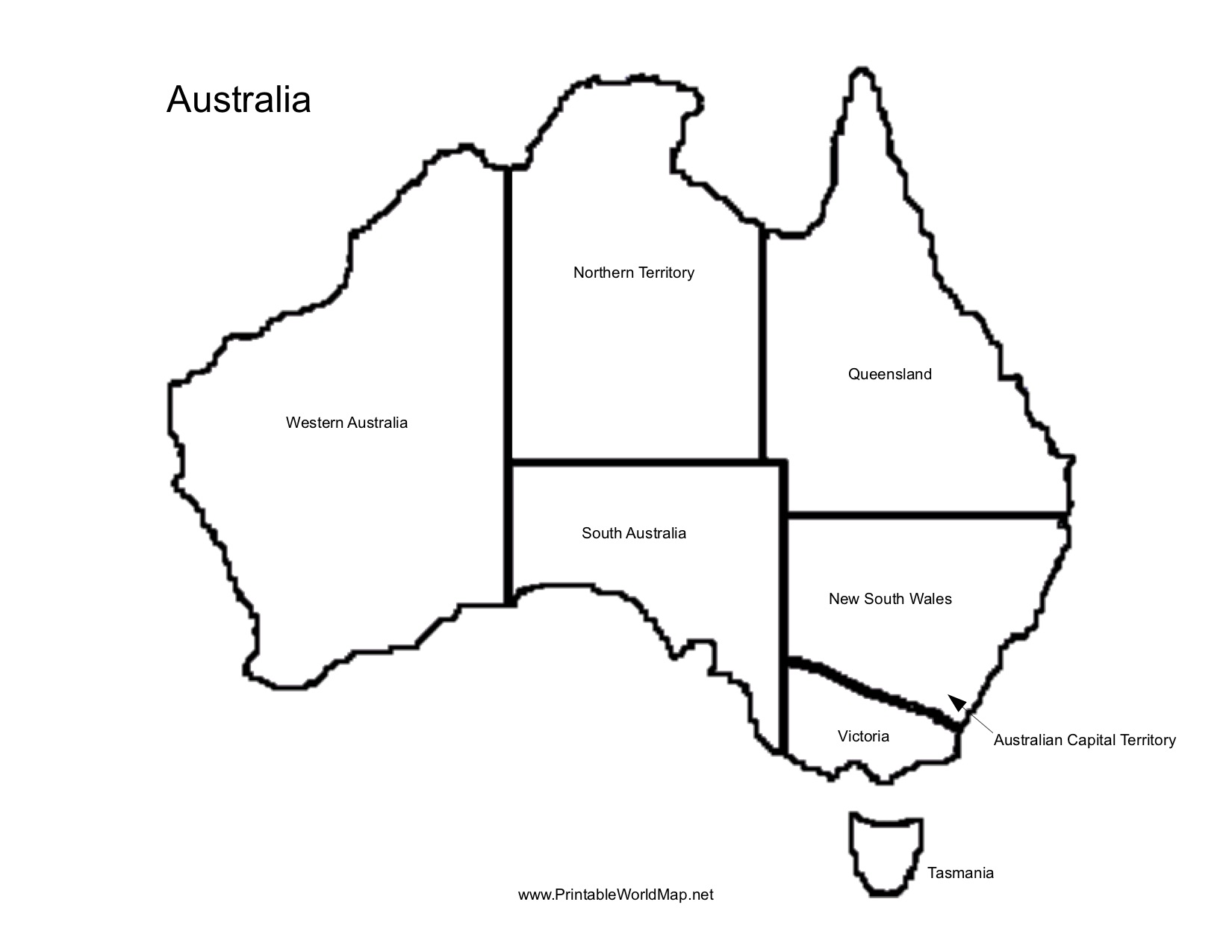 A map of the Australia Continent