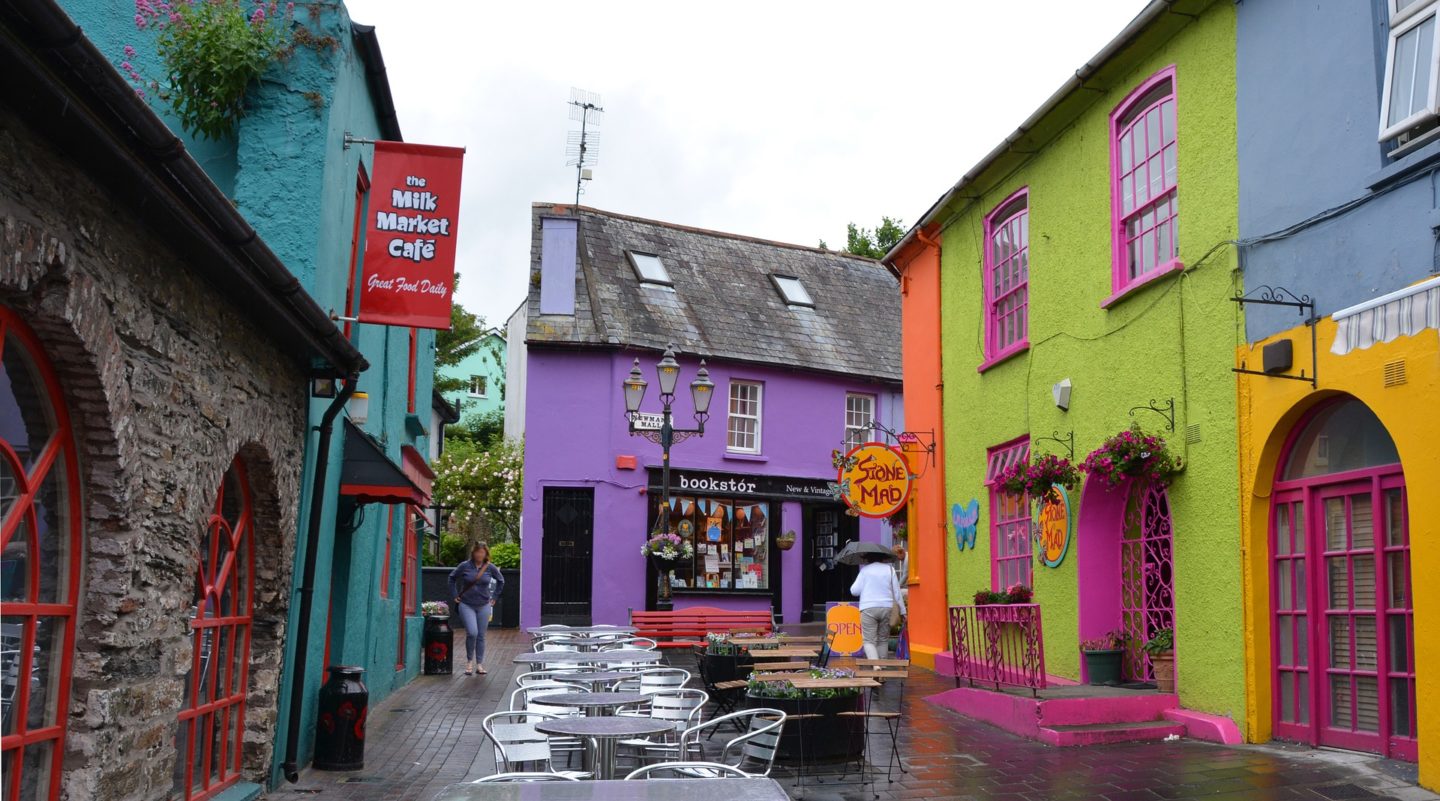 An image of the colourful shops in Cork, Ireland