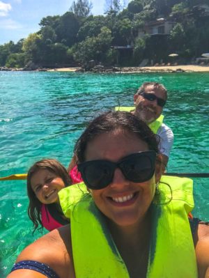 An image of a family in a kayak on a Koh Lipe snorkeling Diy trip