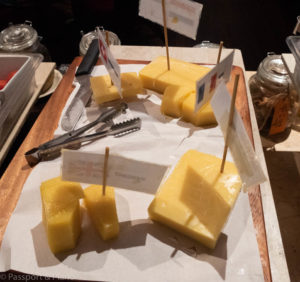 An image of the cheese board at the `Miri Marriott