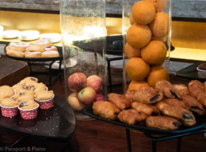 An image of the fruit and pastries at breakfast