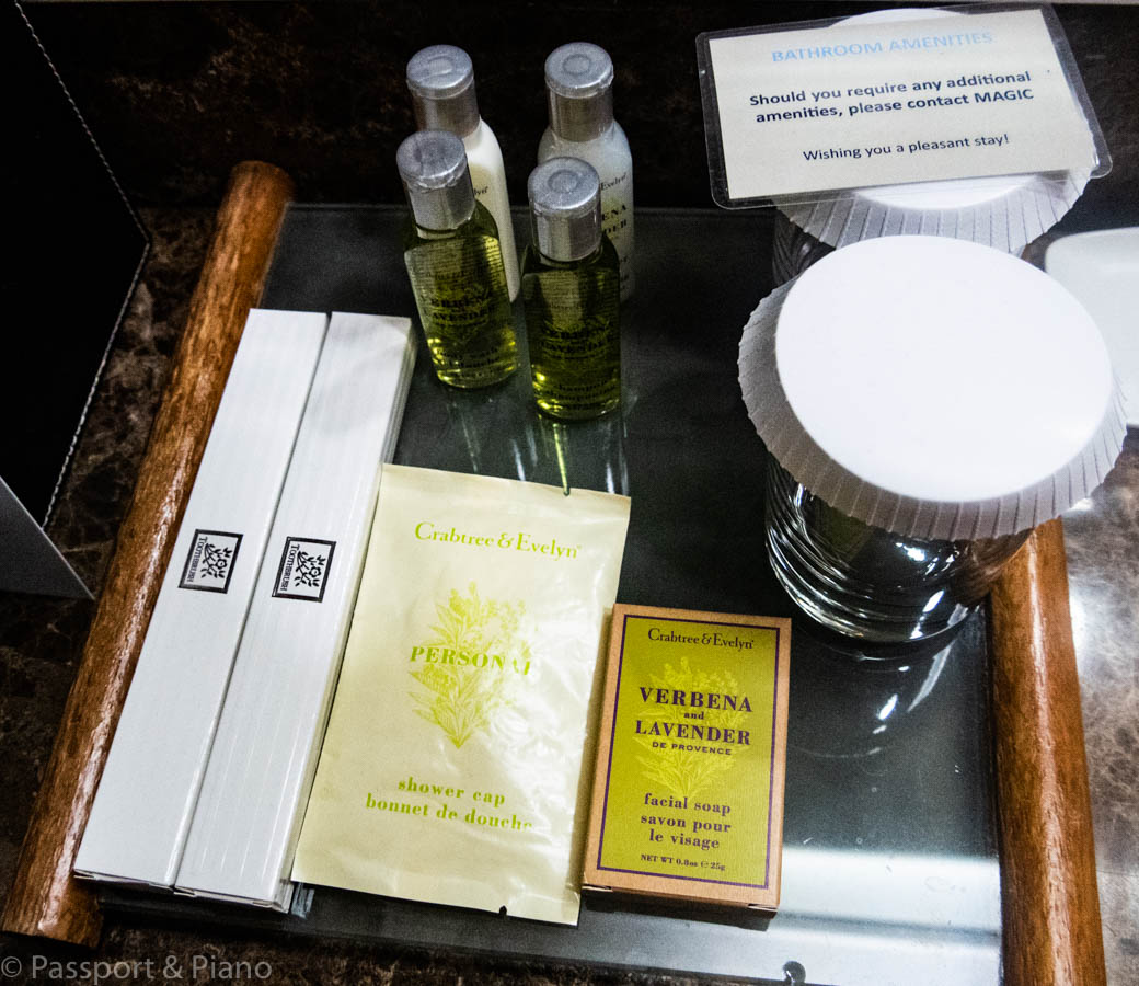 An image of the complimentary bathroom products at the hotel Hilton Kuching Malaysia