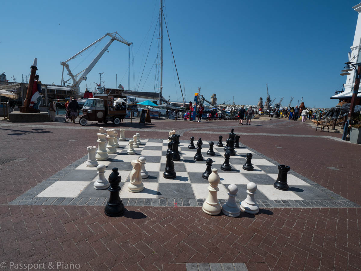 An image of a chessboard outside at the waterfront Cape Town