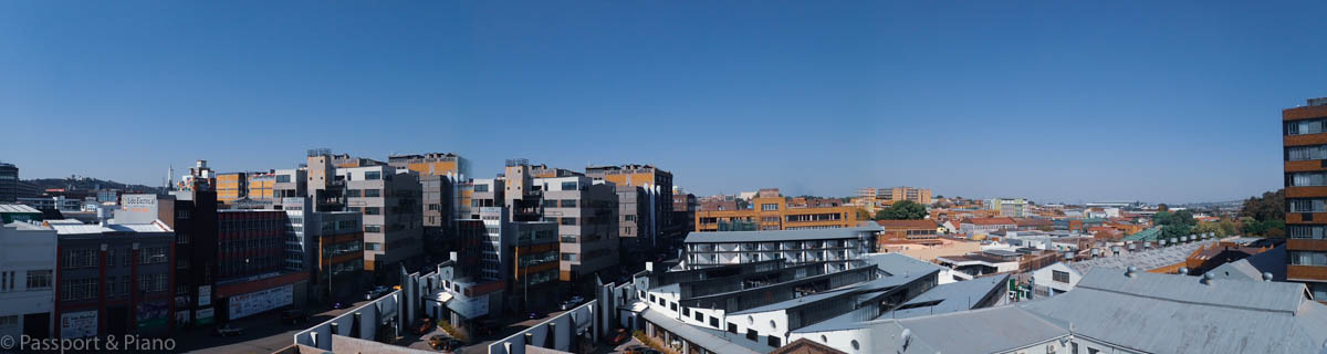 A panoramic view of Joburg from the Rooftop bar in Maboneng.