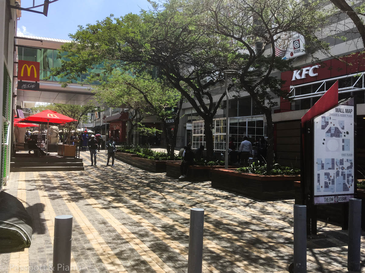 An image of KFC as you leave the Rosebank Gautrain station 