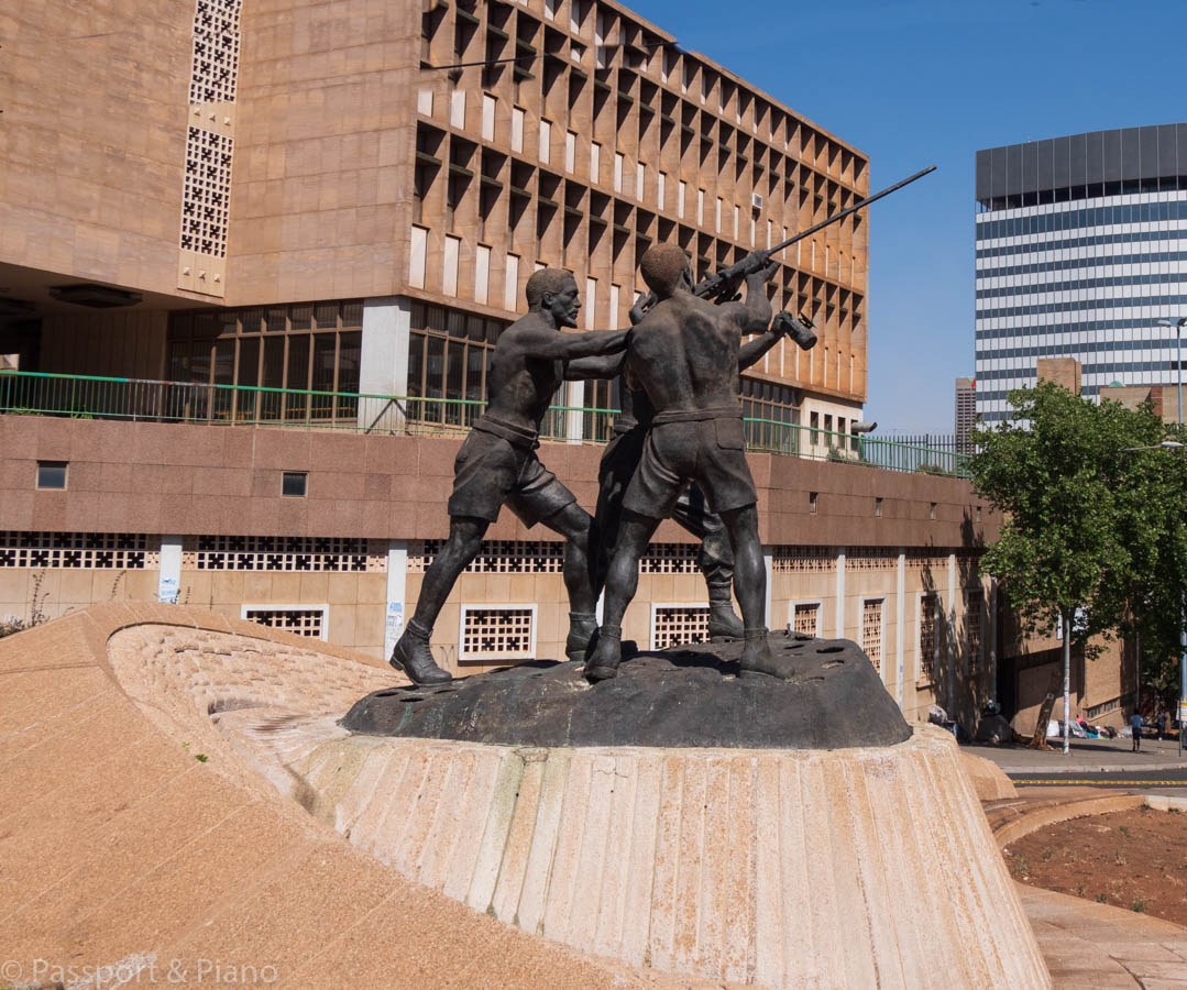 An image of the miner's monument, one of the places of interest on the Johannesburg sightseeing bus