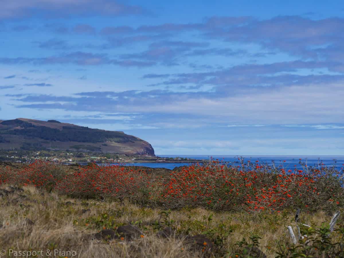 An image of the view from Ana Kakenga in an Easter Island travel guide