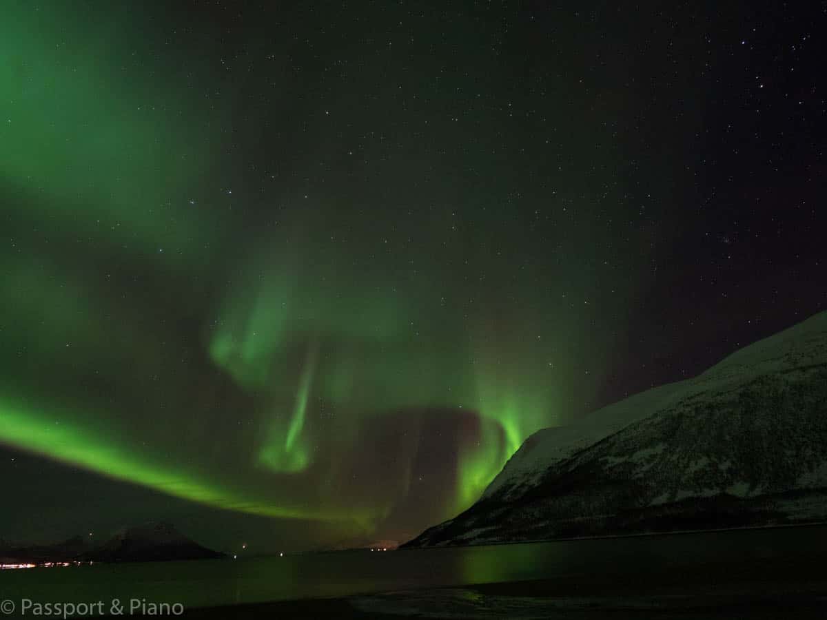 An image of one of my best photos of northern lights before editing