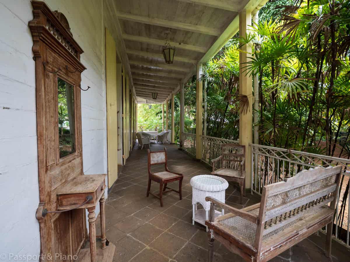 An image of the terrace at Eureka one of the historical places in Mauritius