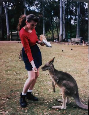 An image of myself aged 15 feeding a Kangaroo in Australia