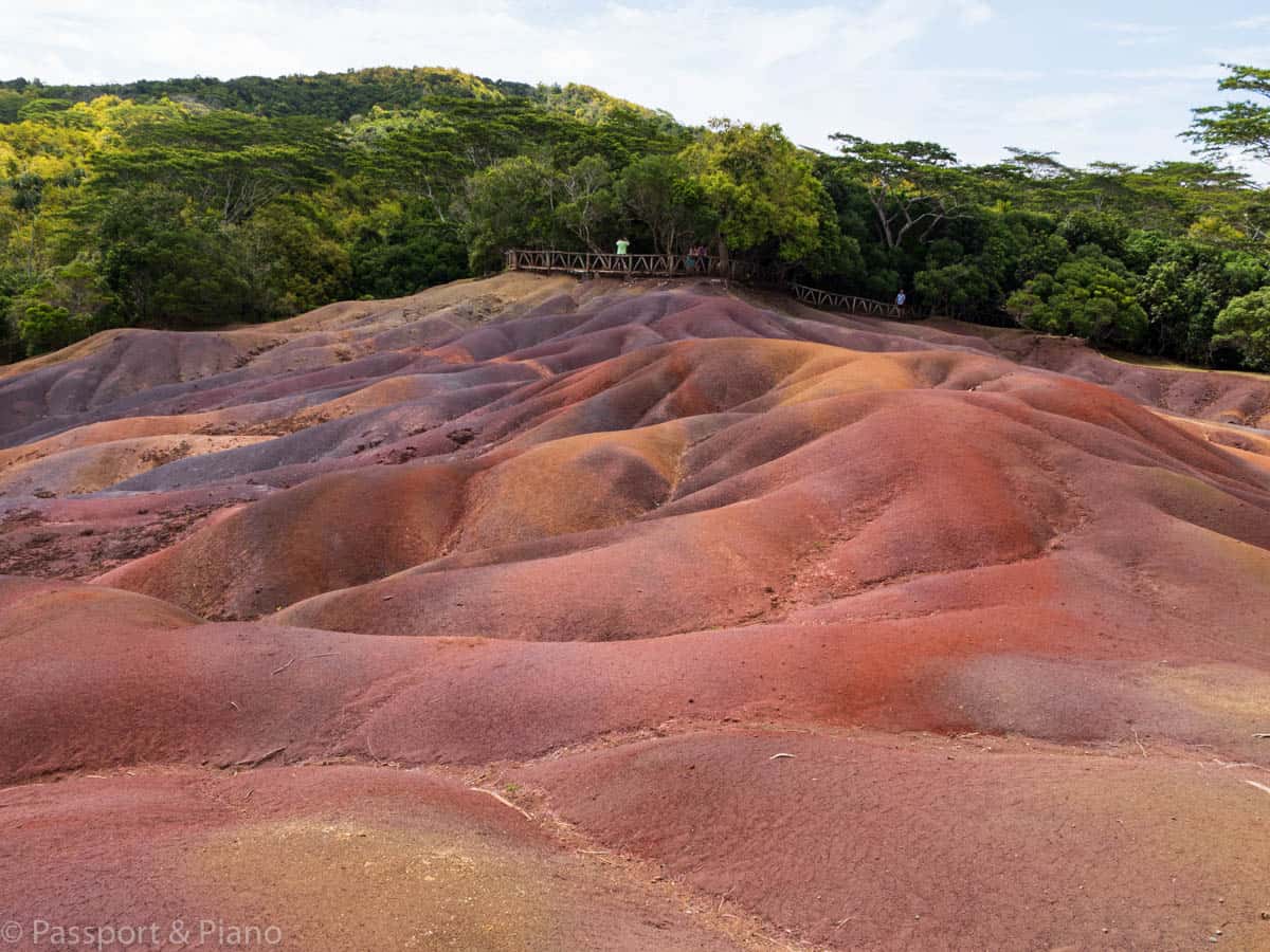 An image of the coloured sand at Terres de 7 Couleurs, one of the highlights to see during travel to Mauritius.