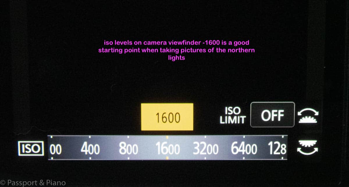 An image of the iso levels on a camera view finder