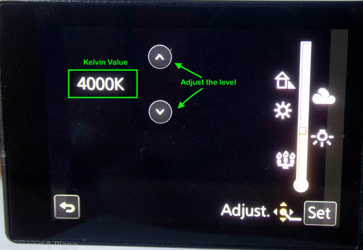 An image of the kelvin value on a camera viewfinder. Adjust the levels is one of the great northern lights photo tips