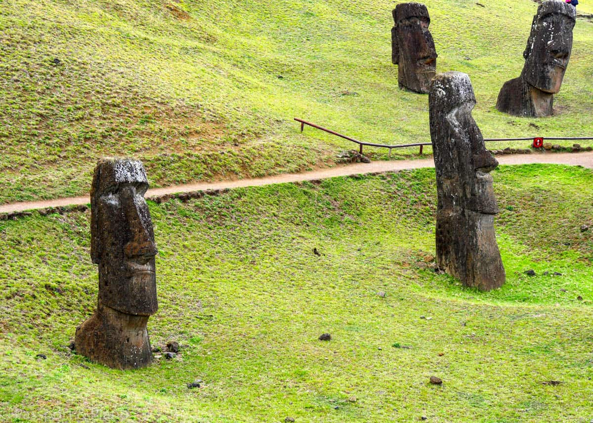 An image of the heads at Rano Raraku on day 2 of Easter Island Itinerary