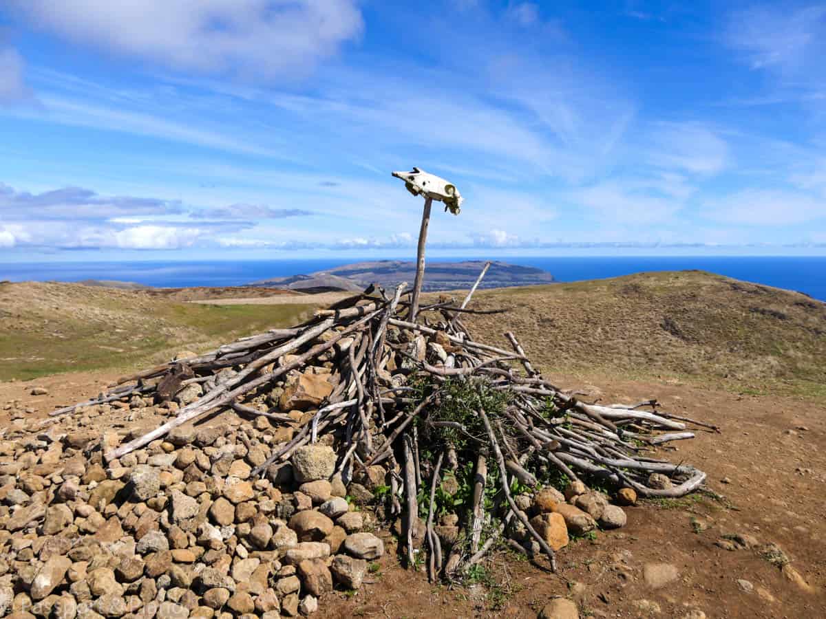 An image of the horses skull at the highest peak on Easter Island