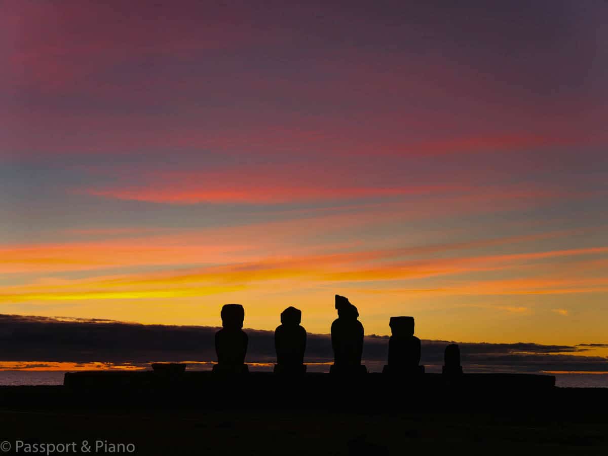 easter island images- Tahai at sunset