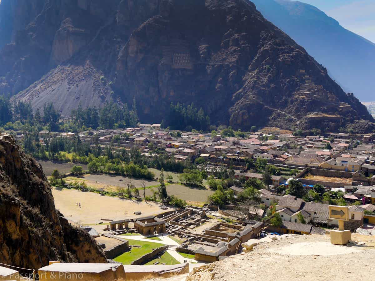 An image of the view from the top of Peru Ollantaytambo ruins